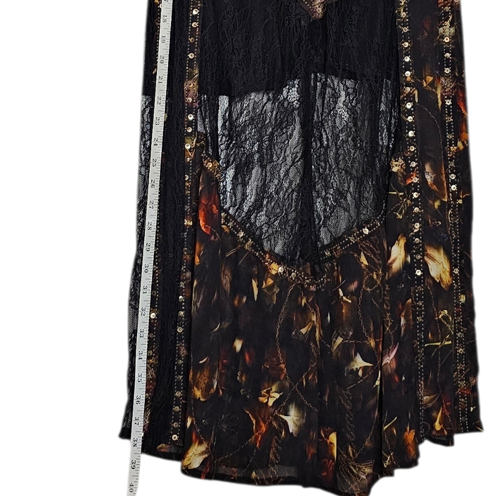 All Saints Black Lace Bryn Studded Maxi Half Sheer Skirt Boho Emo Whimsigoth 8 - Picture 9 of 10
